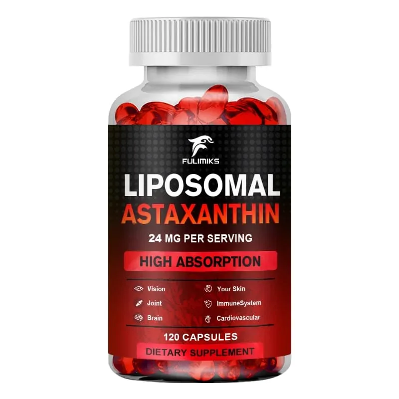 Liposomal Astaxanthin Capsules with Phosphatidylcholine Support Antioxidant Brain Eye Cardiovascular Joint & Skin Health