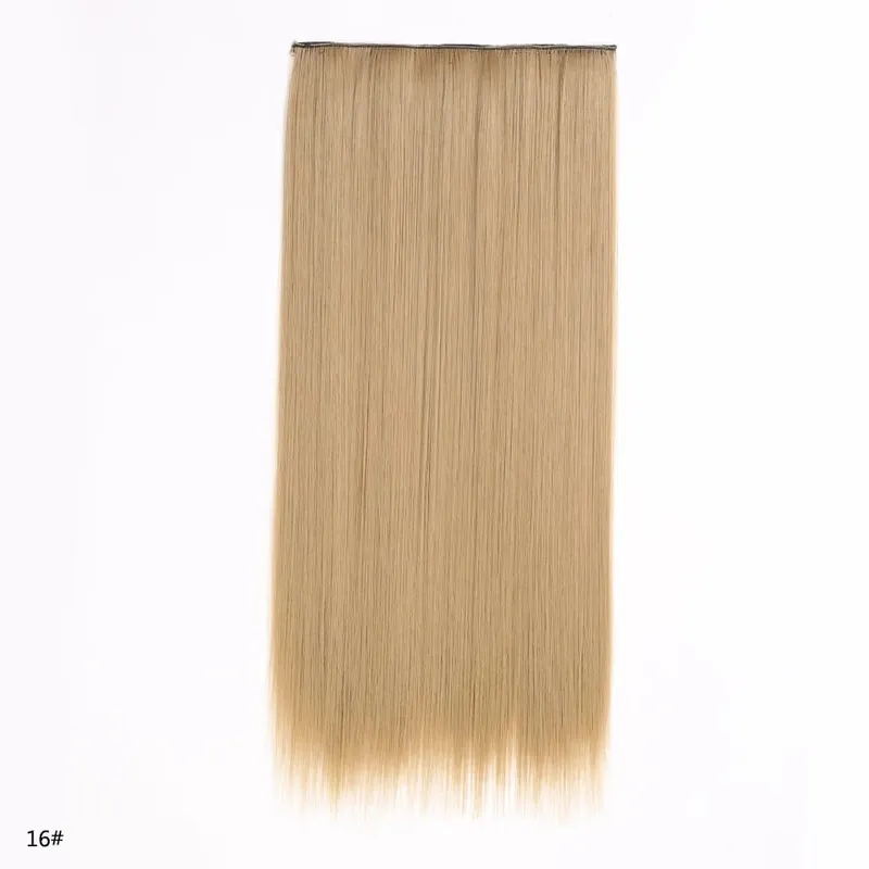 Hairpiece 5-Clips One Piece Clip-In Hair Extension Long Straight Hair Voluminous Natural Soft Synthetic Hair for Women Daily Use