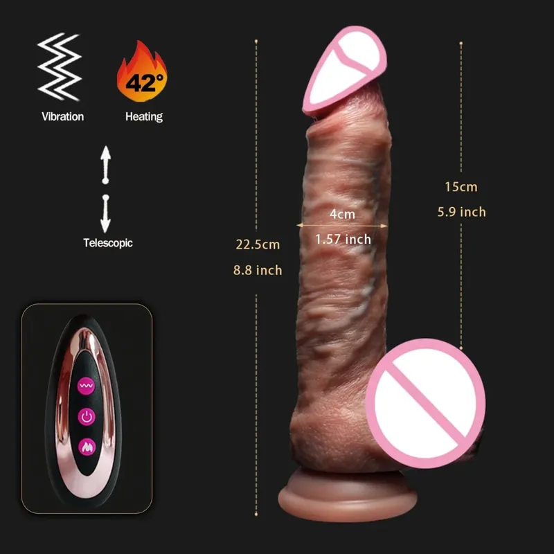 Pênis grande pênis vibrador realista vibrador telescópico feminino masturbador anal plug para mulheres empurrando brinquedos sexuais adultos masculino sex shop — image 6