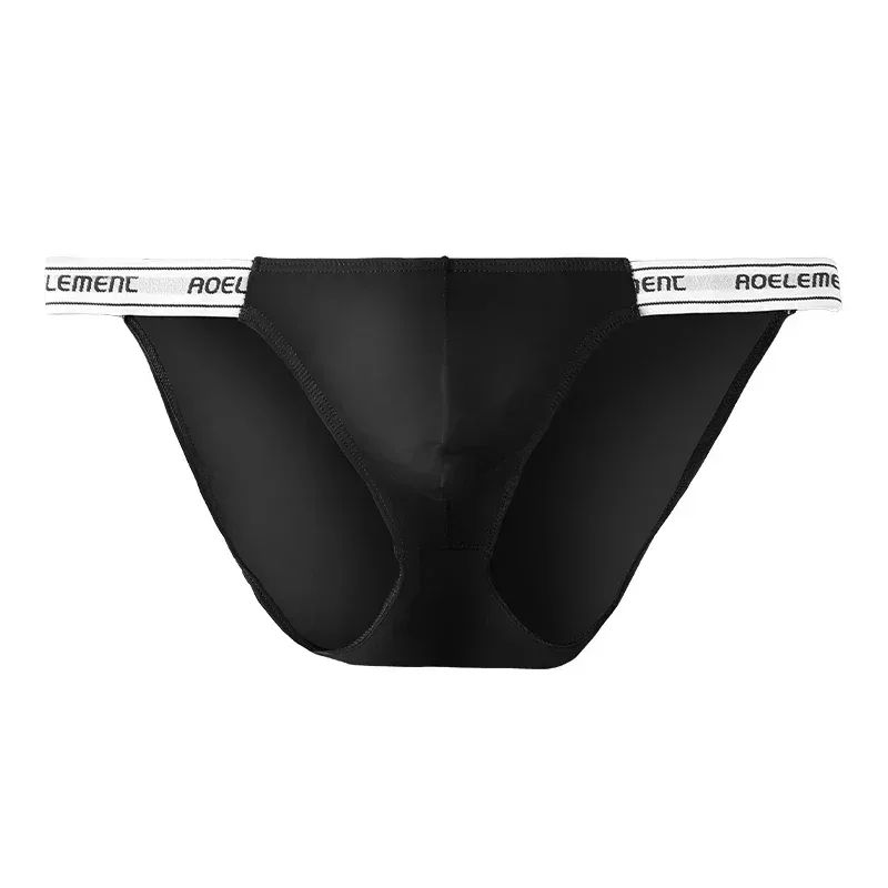 Men's Underwear Solid Color Elastic Tight Sexy Low Waist Ice Silk High Fork Thong Fitness Sports Comfortable Triangle Shorts — image 23