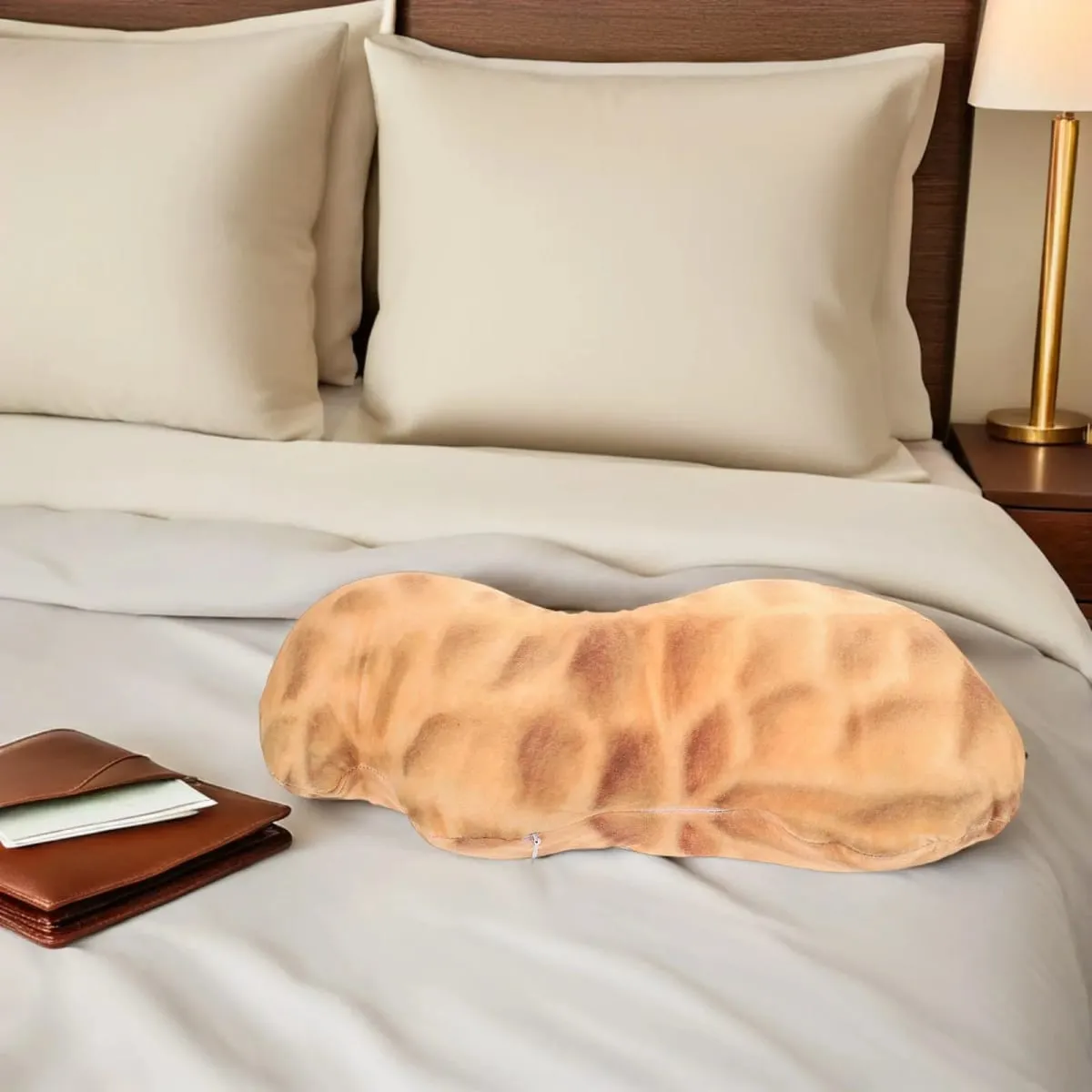 Creative Peanut Shaped Soft Decorative Cushion 45Cm Lumbar Support Pillow for Sofa Bed Office Cute Stuffed Food Shaped Cushion