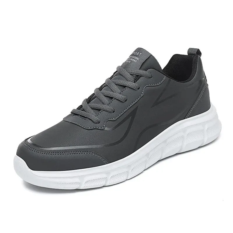 Black Running Shoes Leather Waterproof Athletic Sneakers Men Wear-resistant Men Walking Sport Shoes Comfortable Men Shoes — image 9