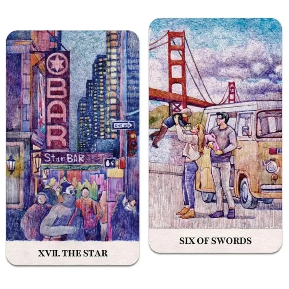 12*7cm City Labyrinth Tarot 78 Cards Tarot Deck | Indy Tarot Pen-drawn about Life In New York In The Early 2000s