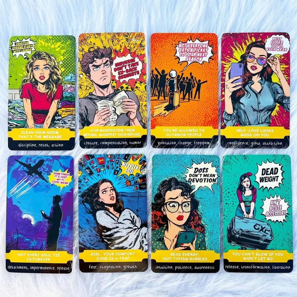 Baraja de 54 cartas de 13x8cm, tamaño BLOQUEADO y BENDITO, una baraja de oráculo atrevida para juegos de cartas curativos modernos