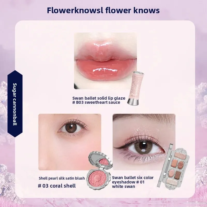 Flowerknows Gift Box Zestaw do makijażu Little Angel Full Box Lip Glaze Róż do policzków Biżuteria w kształcie kwiatka Poznaj zestaw prezentów urodzinowych — image 9