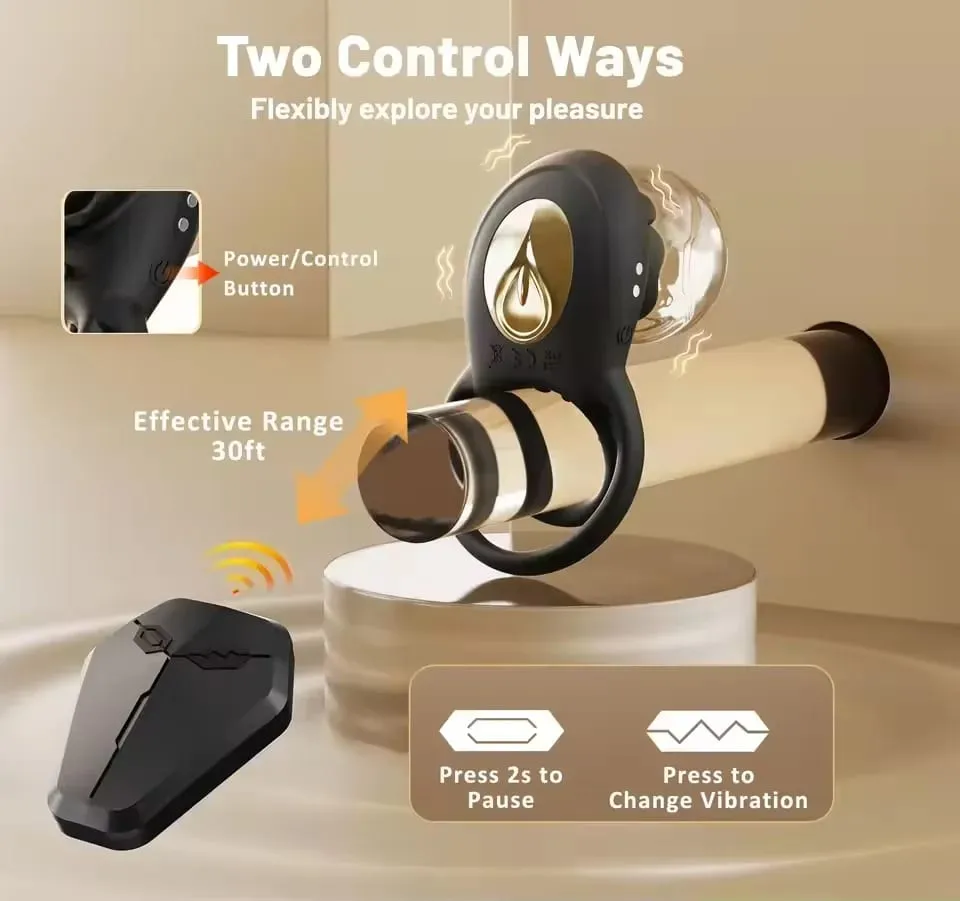 Penis Cock Ring Vibrator for Women Black Rose G Spot Nipple Clitoral Male Ejaculation Delay Nipple Clitoral Stimulator Sex Toys — image 2