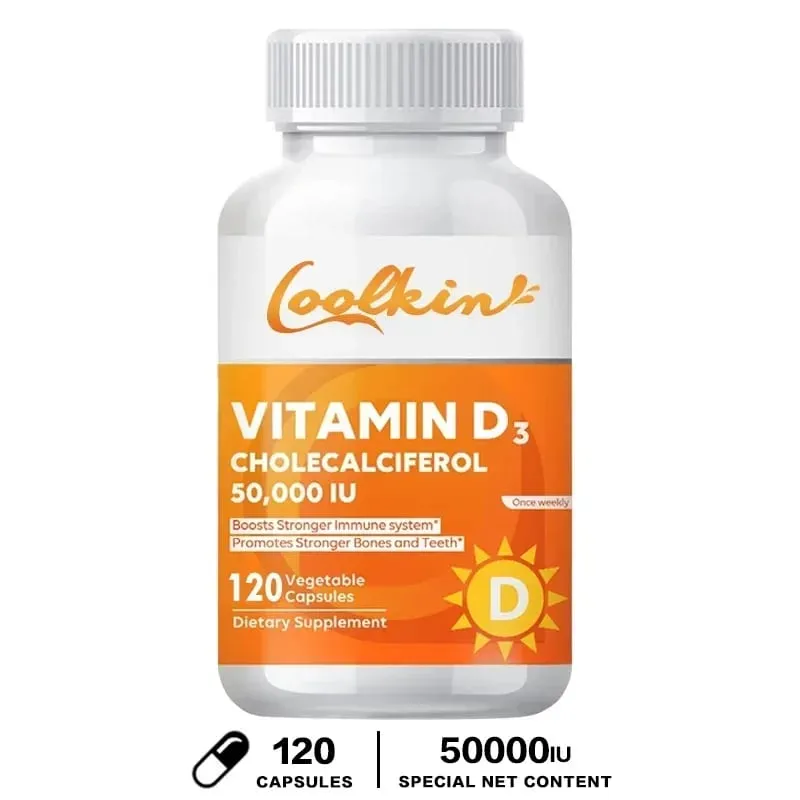 Vitamin D3 5000IU Kaya Vitamin D untuk Antioksidan Sehat Mendukung Fungsi Sistem Kekebalan Tubuh - 120 Kapsul Non-GMO