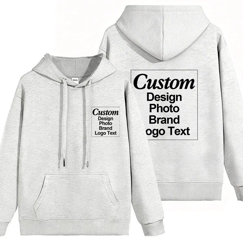 High Quality Custom Hoodie Cotton Sweatshirt Print Embroidery Brand Logo Text Photo Design Men Women Famliy Team Clothing 300g — image 59