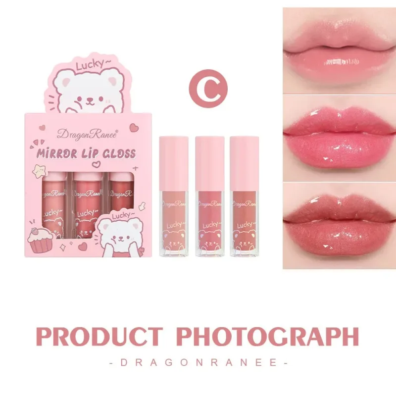 Dragão ranee 3 pçs espelho conjunto de brilho labial hidratante brilhante brilho labial hidratante pérola batom líquido dos desenhos animados conjuntos de brilho labial — image 6