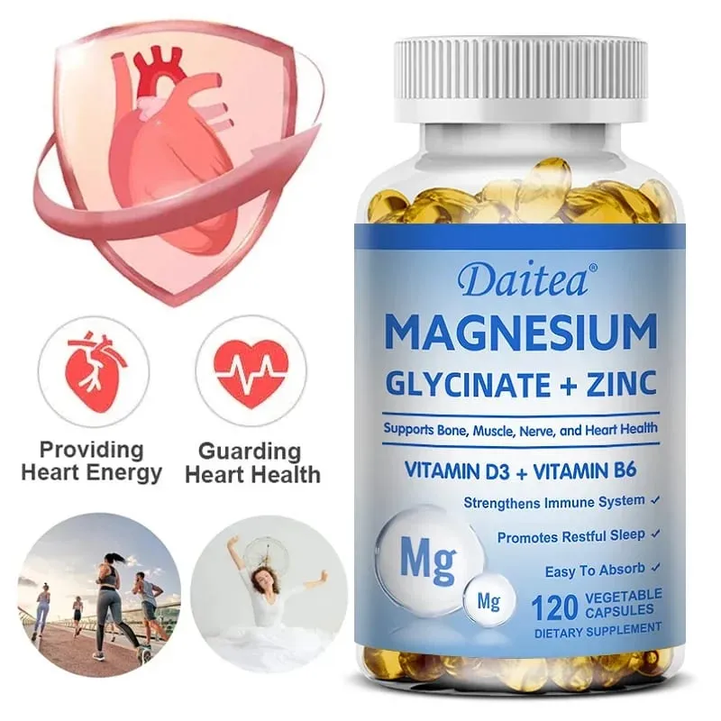 Συμπλήρωμα διατροφής Daitea Magnesium Glycinate & Zinc - Bone Nerve Immune Support - Κατάλληλο για άνδρες και γυναίκες — image 2