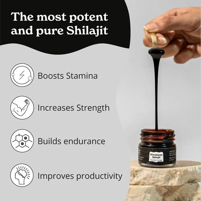 남성과 여성을 위한 순수 히말라야 Shilajit 수지 고효능 체력과 근육 강화를 위한 85+ 미량 미네랄 무료 배송 — image 5