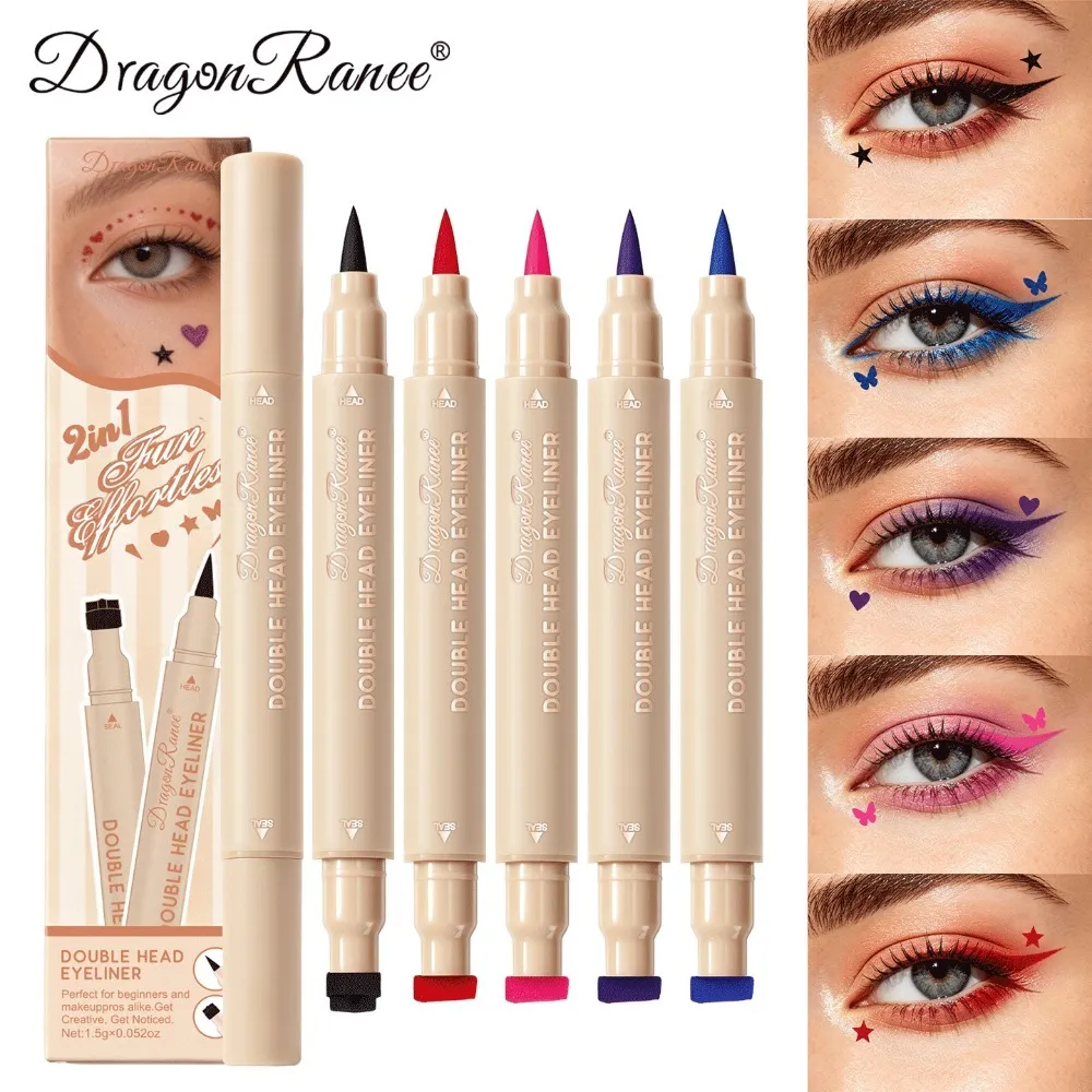 Double Head Eyeliner Stamp Waterproof Colorful Eyeliner With Heart/Star/Butterfly/Triangle Liquid Liner Seal Decorative Makeup