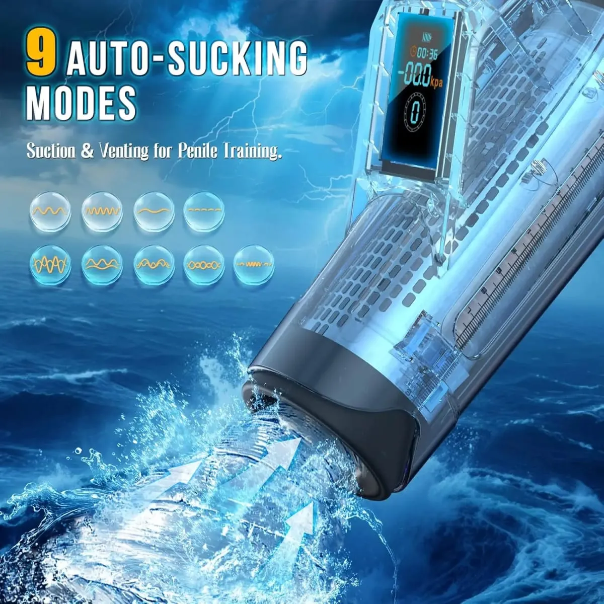 Electric Penis Pump Sex Toys Pumps Enlargers Submarine Vacuum Sex Toy for Men Penis Extender Pumps with 9 Suction Modes