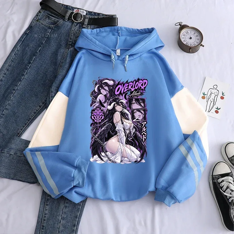 Anime Overlord Albedo Hoodies Trendy Harajuku Oversized Streetwear Men Women Clothing Long Sleeves Casual Fleece Hooded Pullover