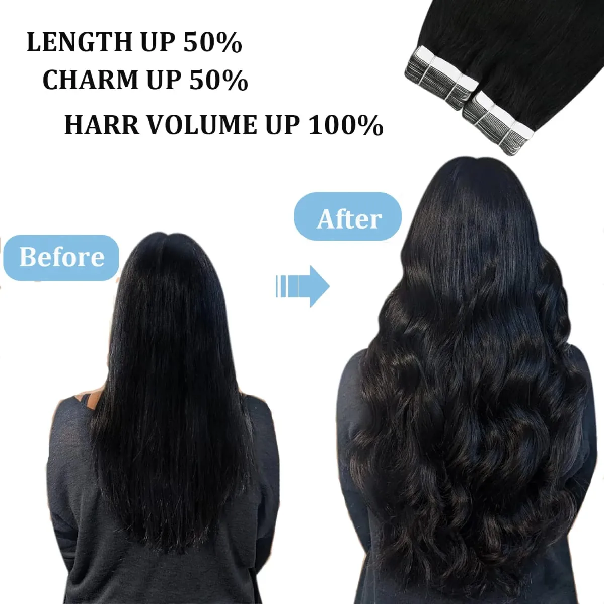 100% Human Hair Adhesive Glue Tape in Hair Extensions for Women Adding Hair Length And Volume Straight Remy Hair Extensions — image 6
