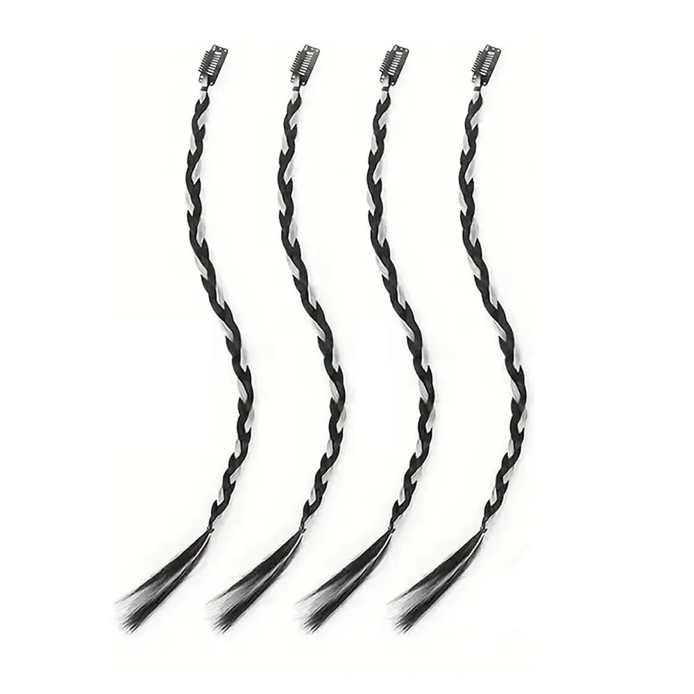 4pcs Synthetic Box Braids Clip In Hair Extensions K-POP Long Hair Braid Extensions For Party Use Y2K Hair Accessories — image 12