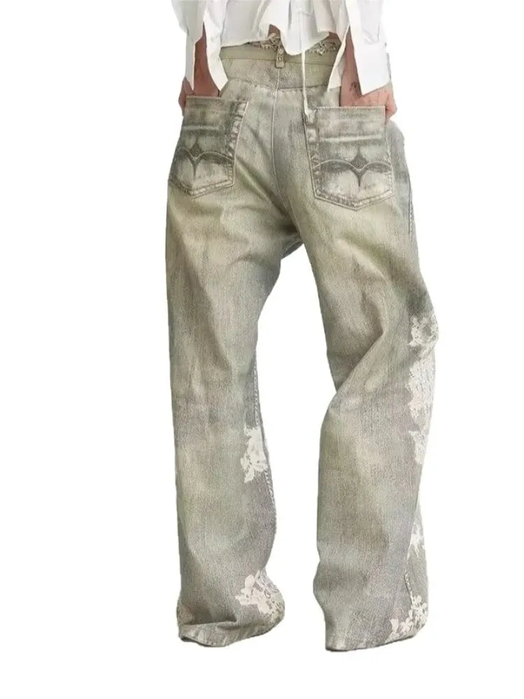 Mens Jeans Vintage Digital Print Distressed Denim Pants Harajuku Unisex Straight Leg Loose Fit Casual Streetwear Fashion Trend — image 6