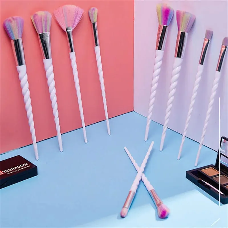 10pcs/set Colorful Makeup Brushes Set Foundation Eyeshadow Powder Brush Makeup Brush Cosmetic Tools pinceaux maquillage licorne