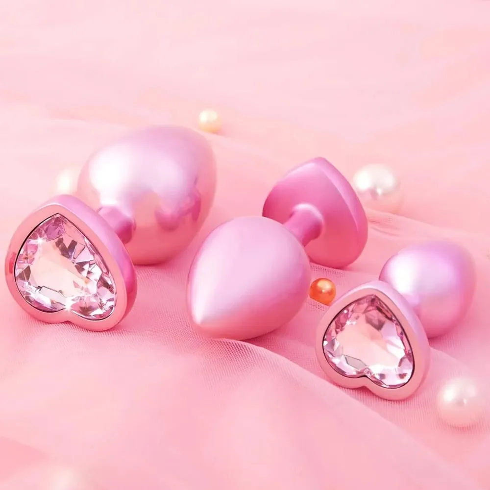 3 Sizes Crystal Diamond Heart Base Metal Anal Plug Beginner Butt Plug Masturbation Stimulator Sex Massager Adult Sex Toys