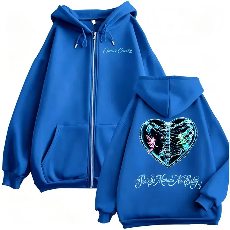 Omar Courtz Por Si Manana No Estoy Tour Print Zipper Hoodies Men Women Fashion Casual Hip Hop Sweatshirt Jacket Coats Streetwear — image 9