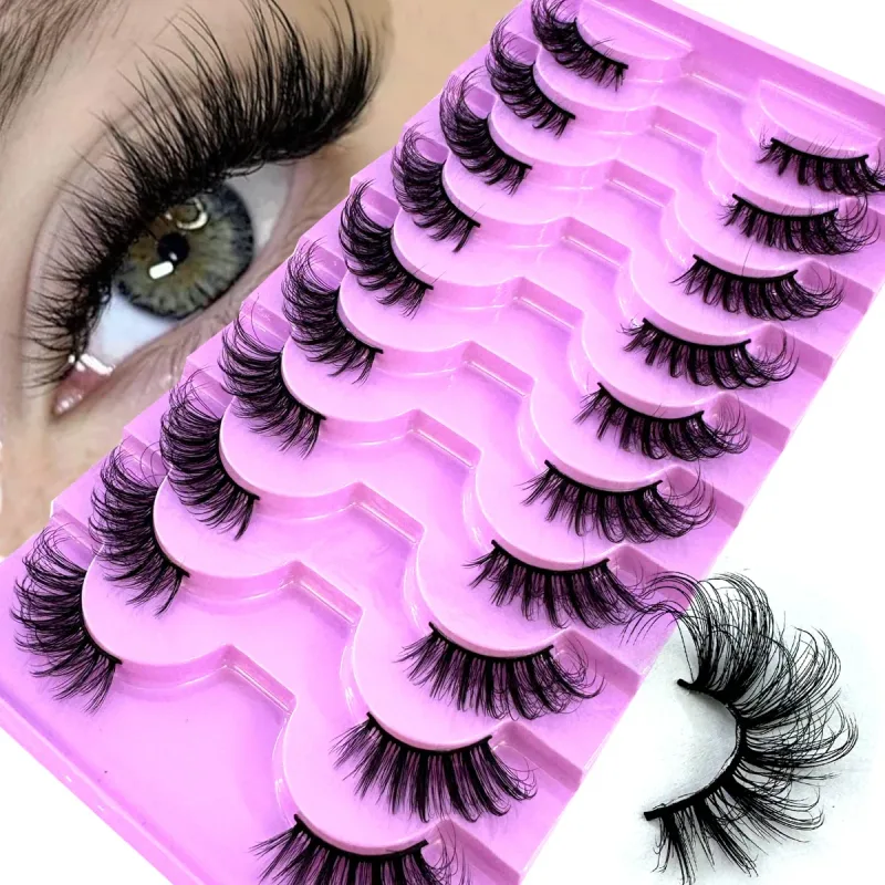 Meio cílios 10 pares meio cílios macio natural olho de gato cílios ferramenta de maquiagem falso cílios extensão fofo falso cils — image 12