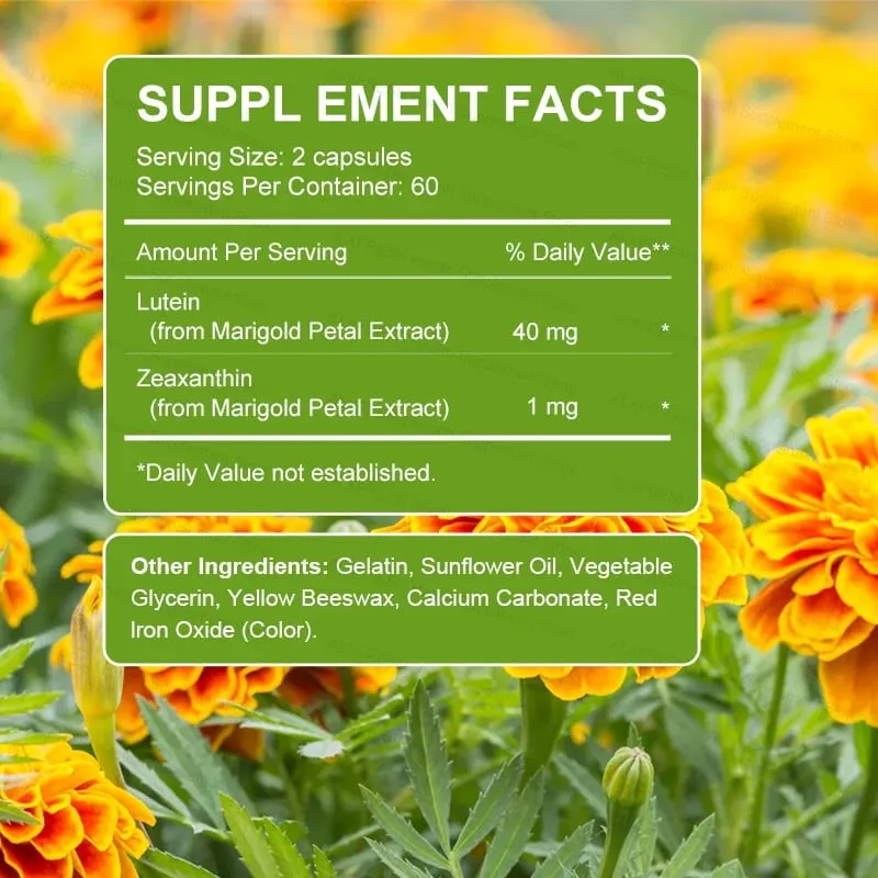 Lutein and Zeaxanthin Eye Supplements for Retina Eye Vision Vitamins Capsules - Student Adults Seniors