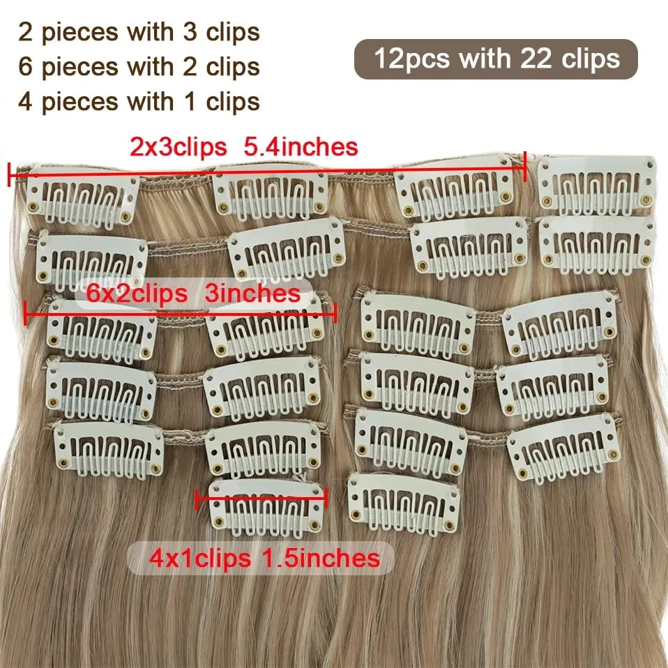 180g 12PCS Wavy Clip in Hair Extensions 22" Long Synthetic Thick Clip On Hair Extensions for Women Full Head Hairpiece — image 4