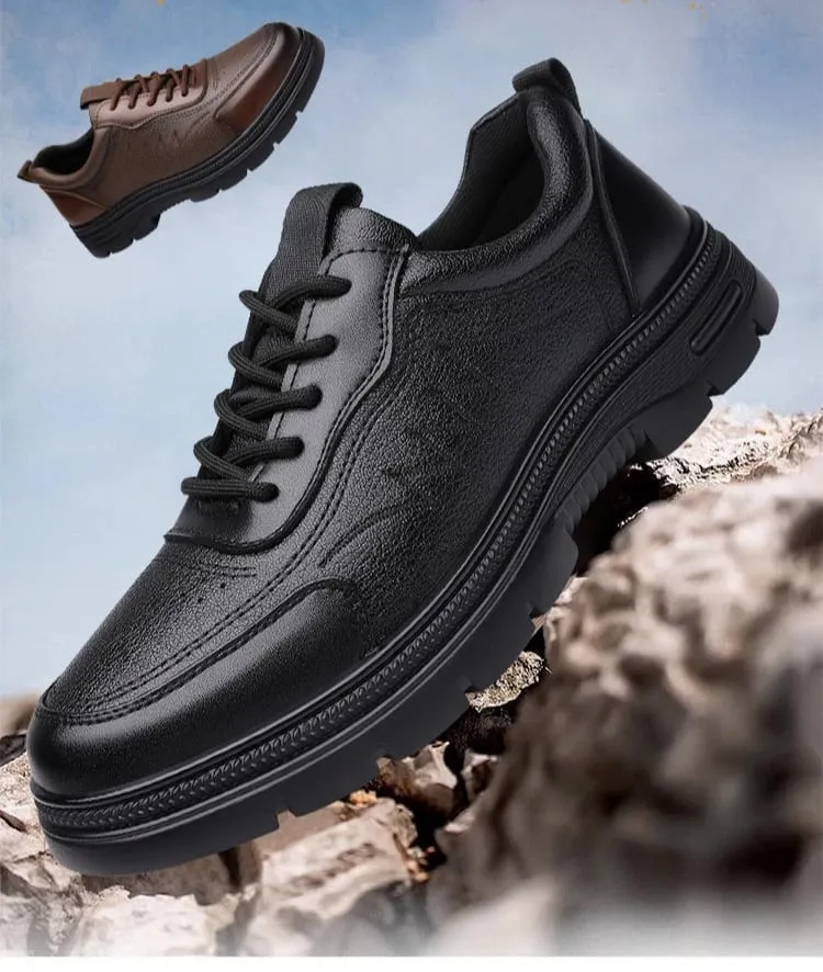 Spring Autumn New Business Leather Shoes for Men Lace Designer Fashion Casual Platform Shoes Male Solid Color Elegant Shoe Man — image 8