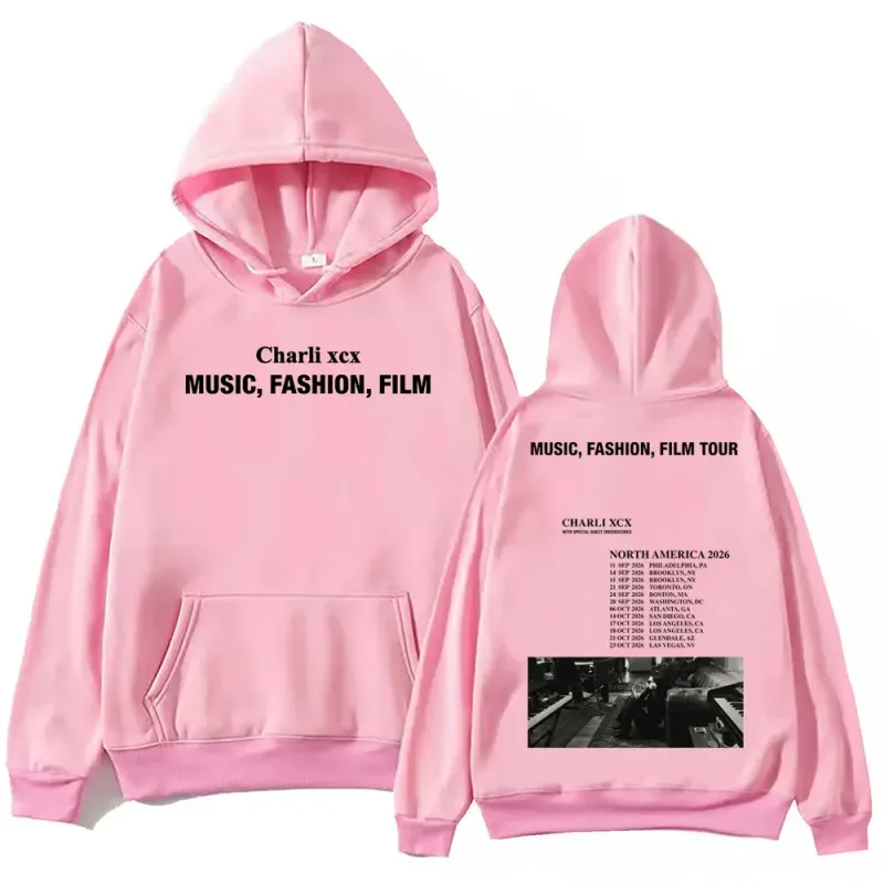 Singer Charli Xcx Music Fashion Film Tour 2026 Hoodies Men Women Rock Punk Sweatshirts High Quality Fleece Oversized Pullovers — image 6