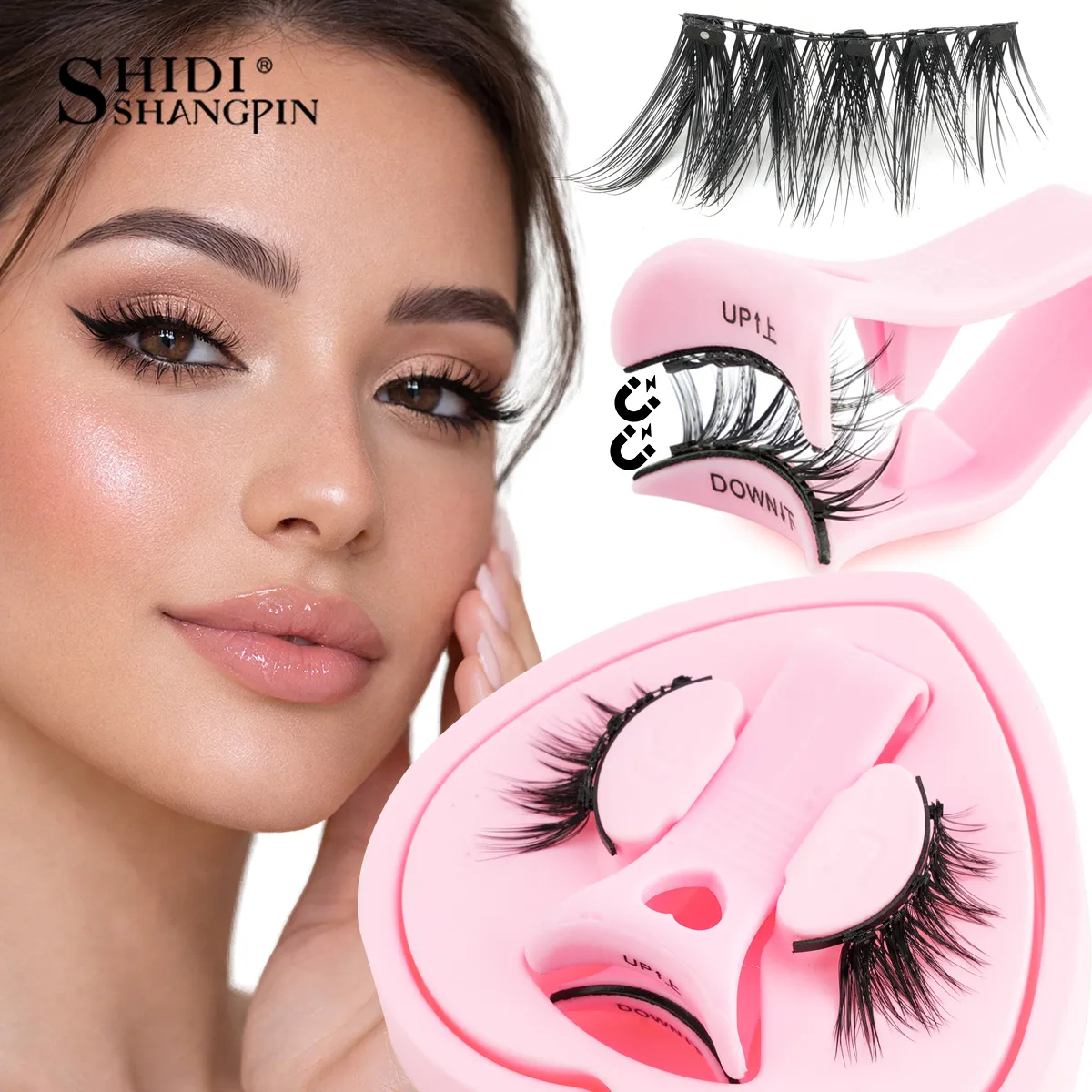 Magnetic Eyelashes 1Pair No Glue Needed 3D Natural Wispy Fake Lashes With Clip Reusable Women Beauty Eye Makeup