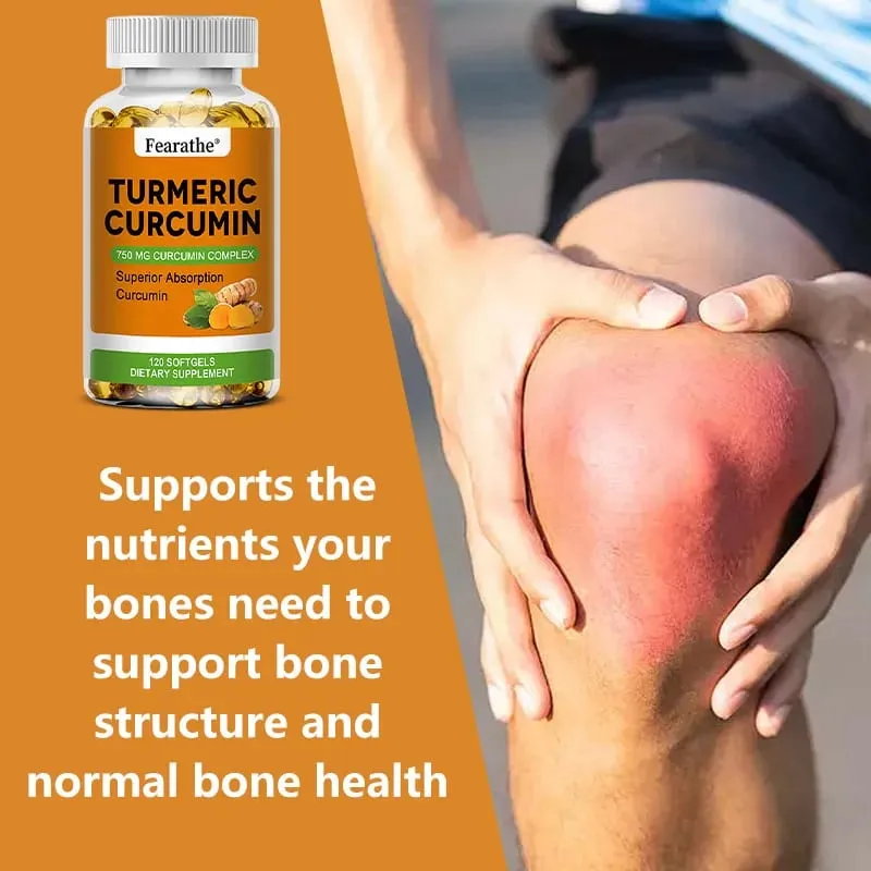 Organic Turmeric Curcumin Capsules - 750 Mg Highest Potency Curcumin Complex for Cardiovascular Bone Muscle Brain Health — image 2