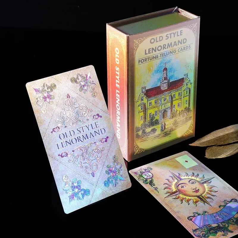 12*7cm w starym stylu karty Lenormand Oracle złota folia PVC talia wróżenia dla początkujących i profesjonalny projekt w starym stylu — image 8