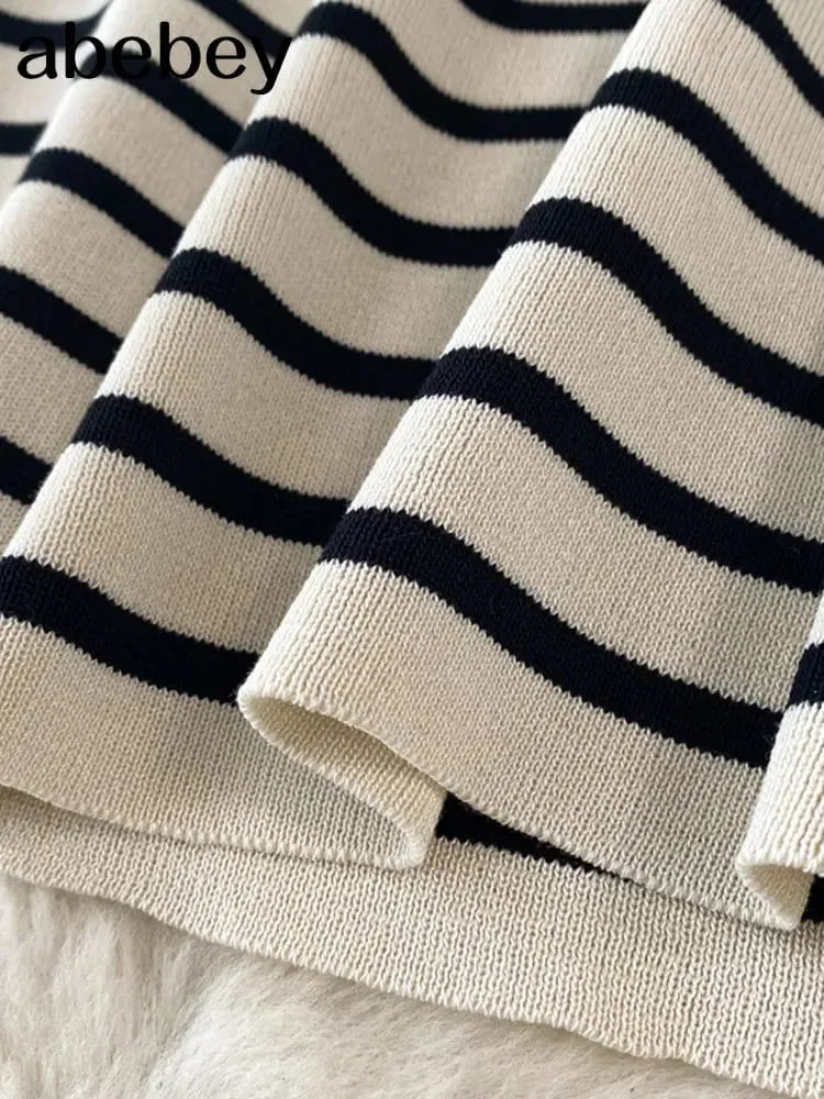 Women Striped Knit Sling Dress Blue White Wide Strap Metal Button Slim Fit Bodycon Mini Casual Summer Vacation Lady All Season — image 5