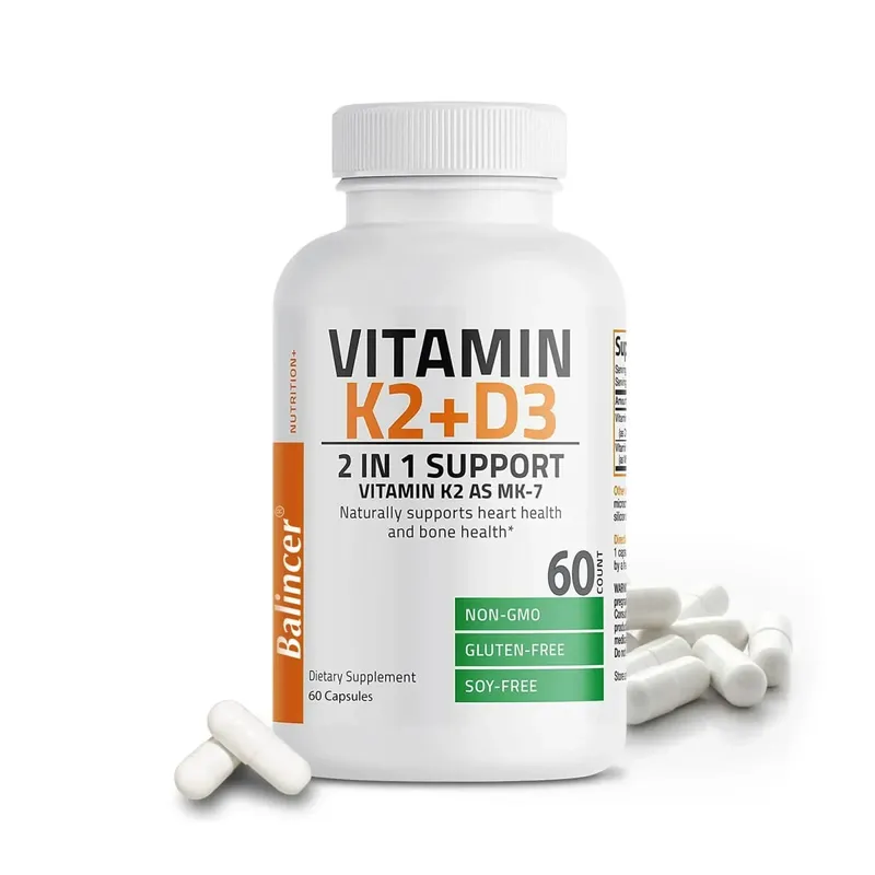 D3+K2 Vitamin D3 5000IU and 90 Mcg Vitamin K2 (MK-7) Vegan Capsules for Bone Density teeth skin heart Health and Immunity