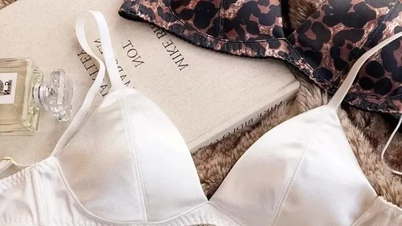 Women French Satin Triangle Cup Lingerie Set Sexy Thin Wireless Bra Seamless Comfort Light Support Brassiere Underwear 32 To 38 — image 9