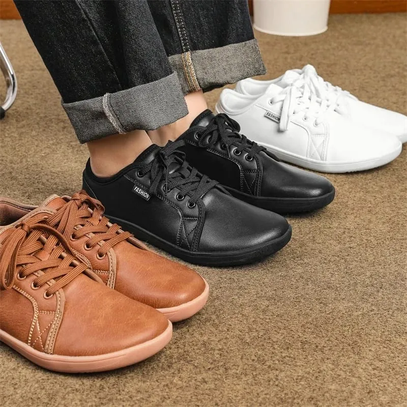 2025 ใหม่ Minimalist รองเท้าสำหรับผู้ชายผู้หญิงกว้าง Toe Barefoot Zero Drop รองเท้าสบายๆหนังเทียมน้ำหนักเบาเดินรองเท้าผ้าใบ