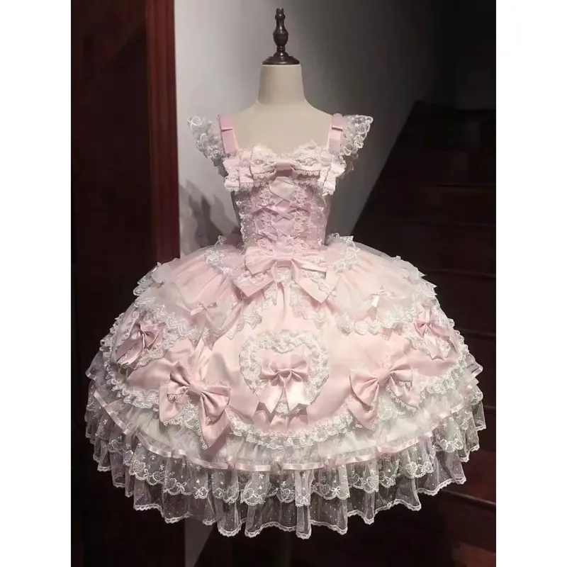 Cosplay Clothing Girls Vintage Elegant Holiday Party Dress 2026 Summer Lolita Strap Dress Japanese Sweet Kawaii Style Y2K Lace — image 14