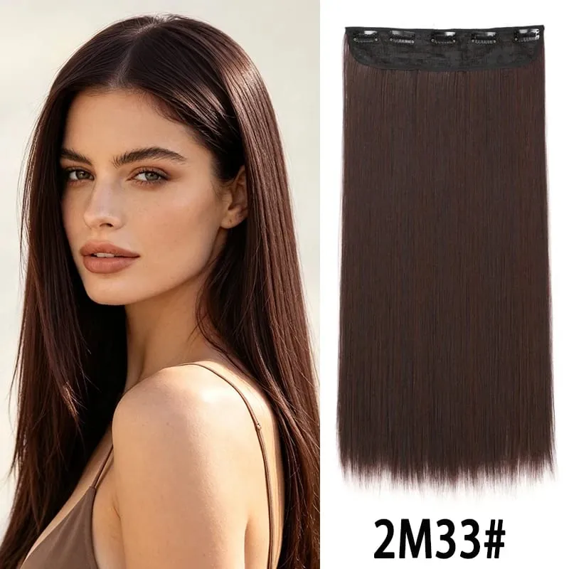 24Inch Synthetic Long Straight Hair Extension One Piece Clip On Hairpiece for Women Increase Hair Volume Daily Party Hairstyle — image 11