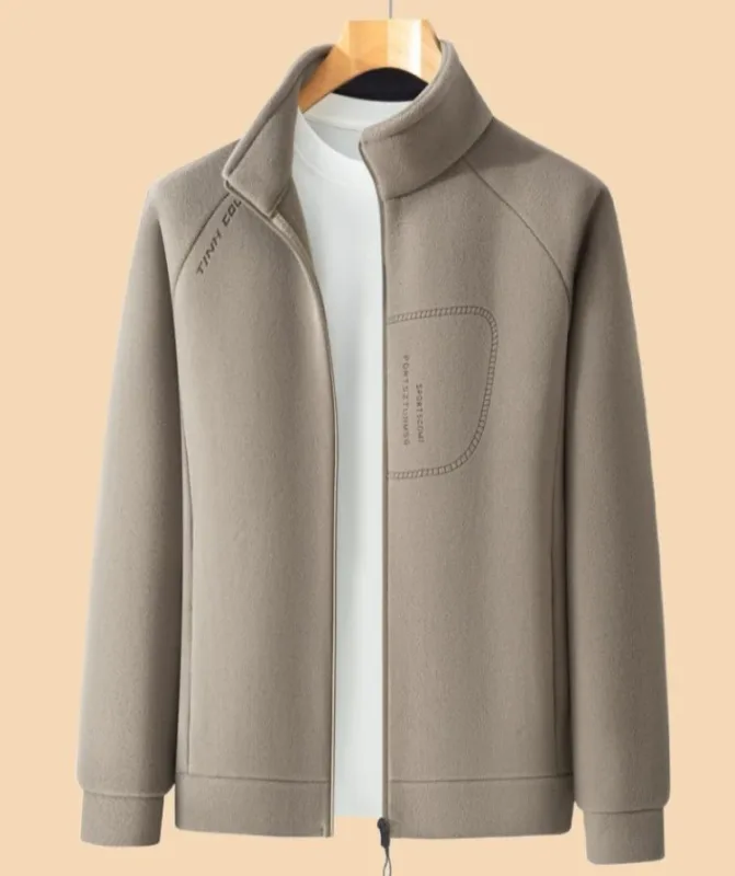 Men Double-sided Polar Fleece Hoodie Cardigan Solid Full Zip Warm Letter Print Casual Coats Thicken Sport Classic Sweatshirts — image 4