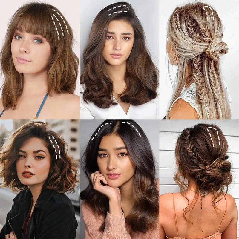 Sintetik 20sm/30sm Pad Lurus Tidak Kelihatan Klip Dalam Satu Keping Sambungan Rambut Penutup Sisi Atas Potongan Rambut Gebu Untuk Wanita