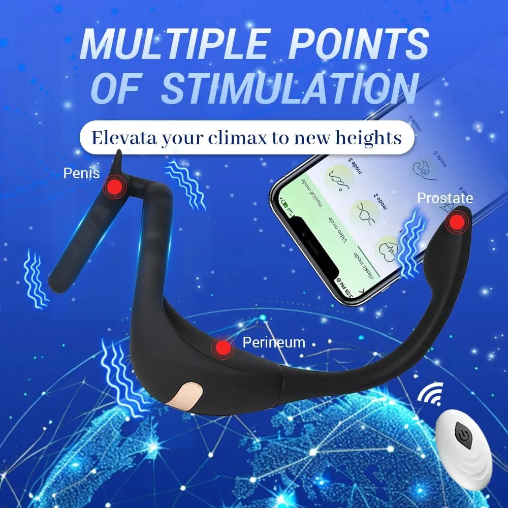 APP Penis Cock Ring Male Wireless Remote Control Male Ejaculation Delay Stimulator Anal Butt Plug Adult Sex Toy for Men Couples