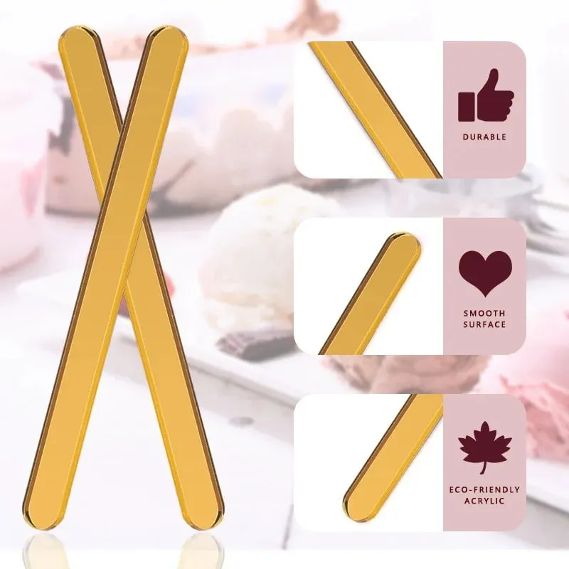 Food Grade Acrylic Ice Cream Sticks 10pcs/set Colorful Light Popsicle Stick Stirring Rod Distinguishing Labels Kitchen Tools