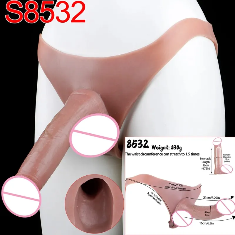 Male Strap-On Long Hollow Dildo Ultra Realistic Penis Extend Sleeve Pants насадка на член Male Cock Cover Sex Toys — image 13