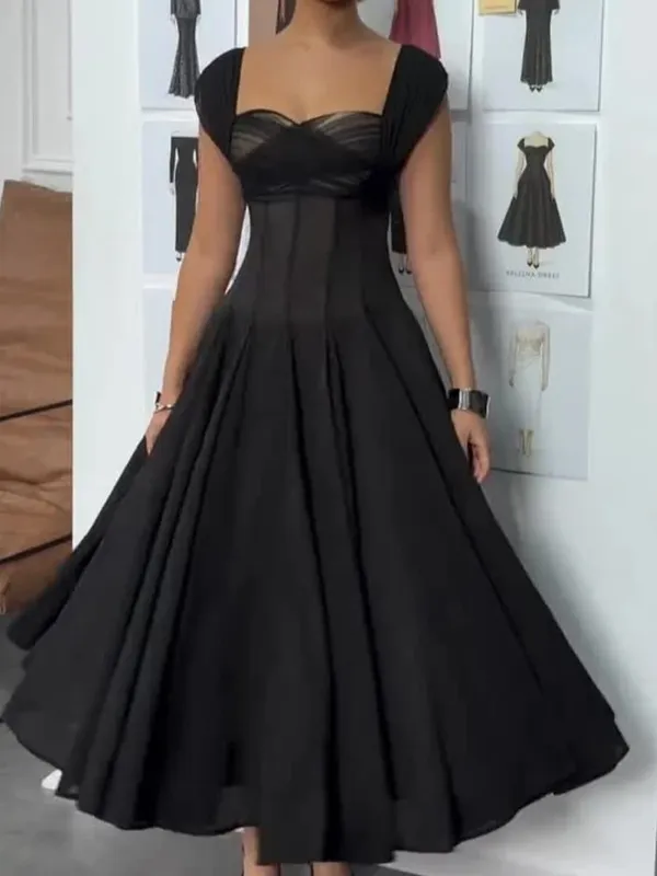 Women Fashion Backless High Waisted Ball Dress Elegant Christmas Party Long Dresses 2025 Sexy Square Neck Sleeveless Mesh Dress — image 8
