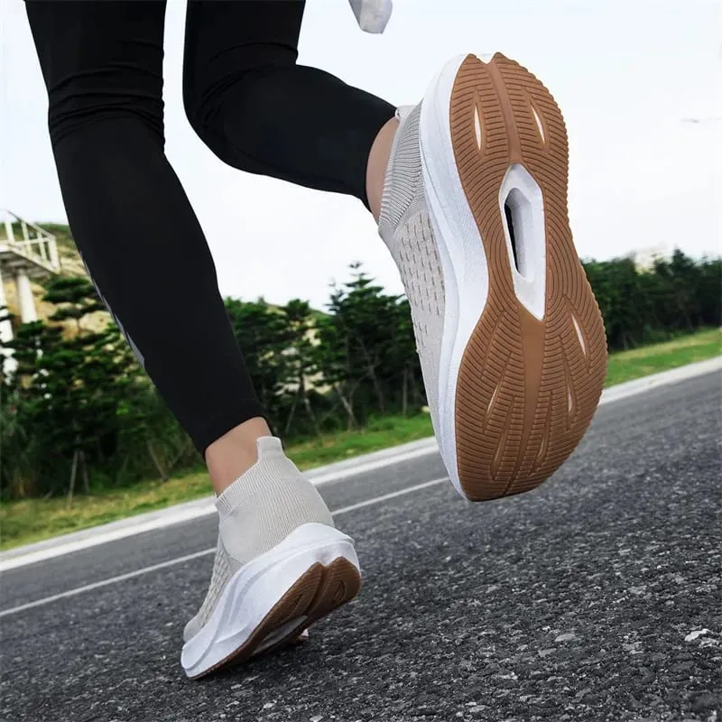 Unisex Slip on Sock Running Shoes Breathable Knit Mesh Sneakers Lightweight CushionThick SoleNonSlipWalking GymAthletic Footwear — image 4