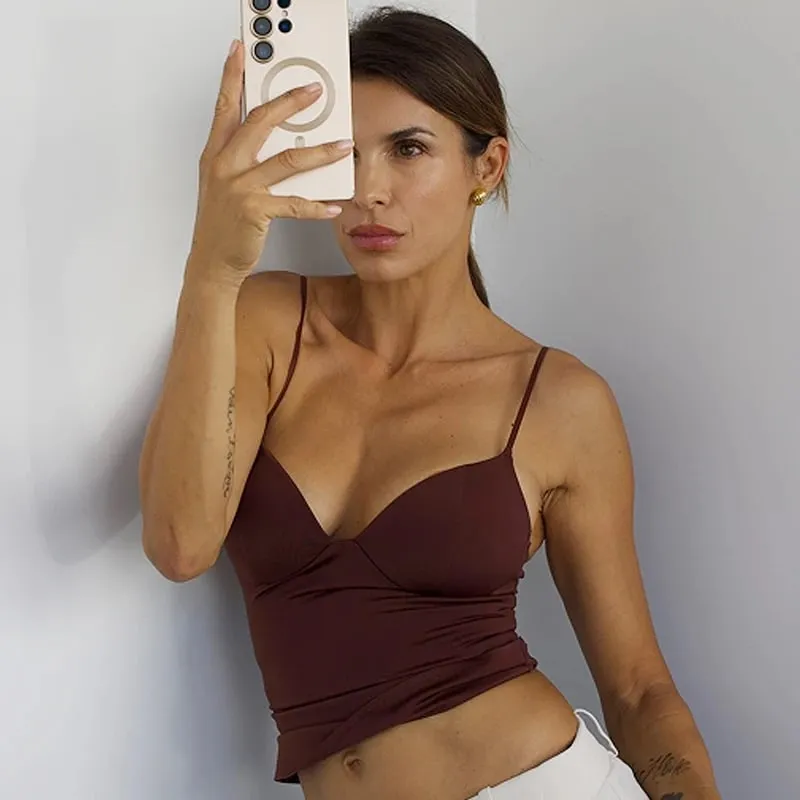 Sexy Women Corset Slip Top Summer Burgundy Tanks & Camis Elegant Sleeveless Backless Cup Top Spandex Nylon Bustier Camisole — image 4