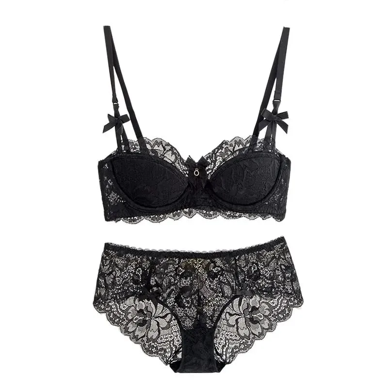 French Pure Desire Bralette Small Bust AB Cup Push Up Wireless Lace Bra for Chubby Girl Bow Design Thin Fold Comfort Plus Size — image 4