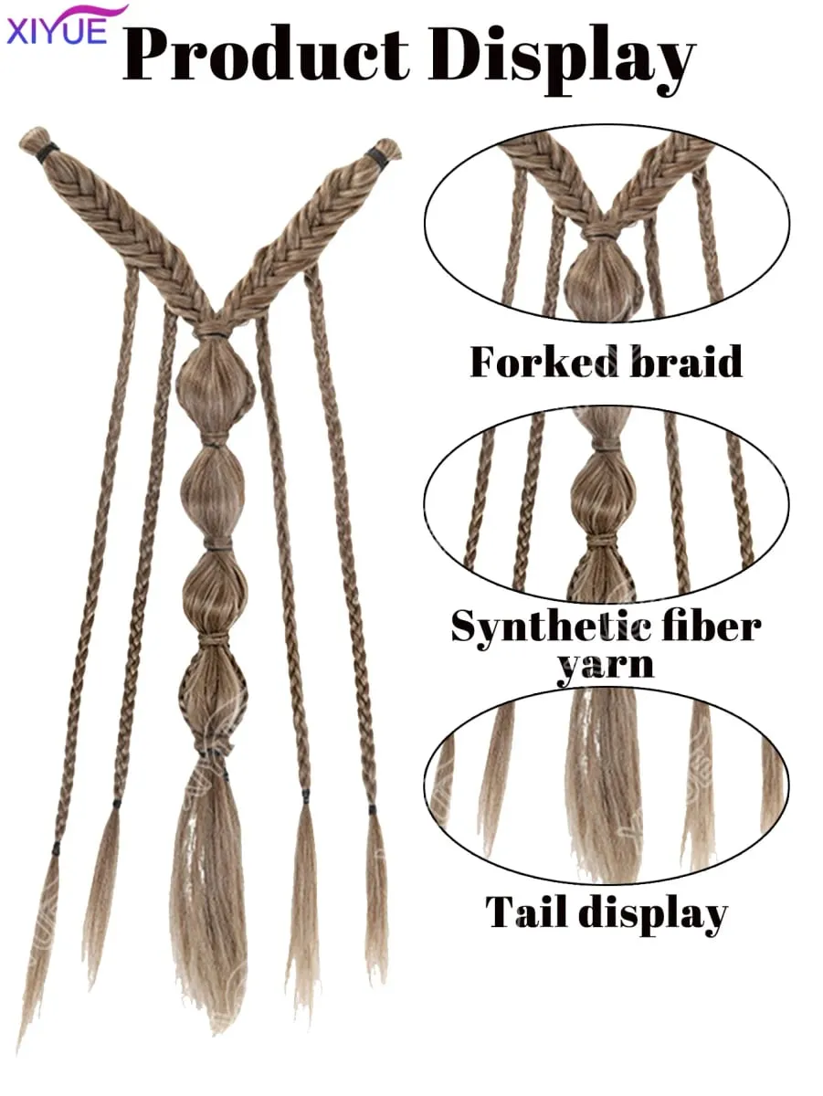 X Bohemia Clip in Hair Extensions 24 Inches Fairy Hair Wig Hairpieces Synthetic Handmade Synthetic Weaving Hair Extensions Girls — image 4