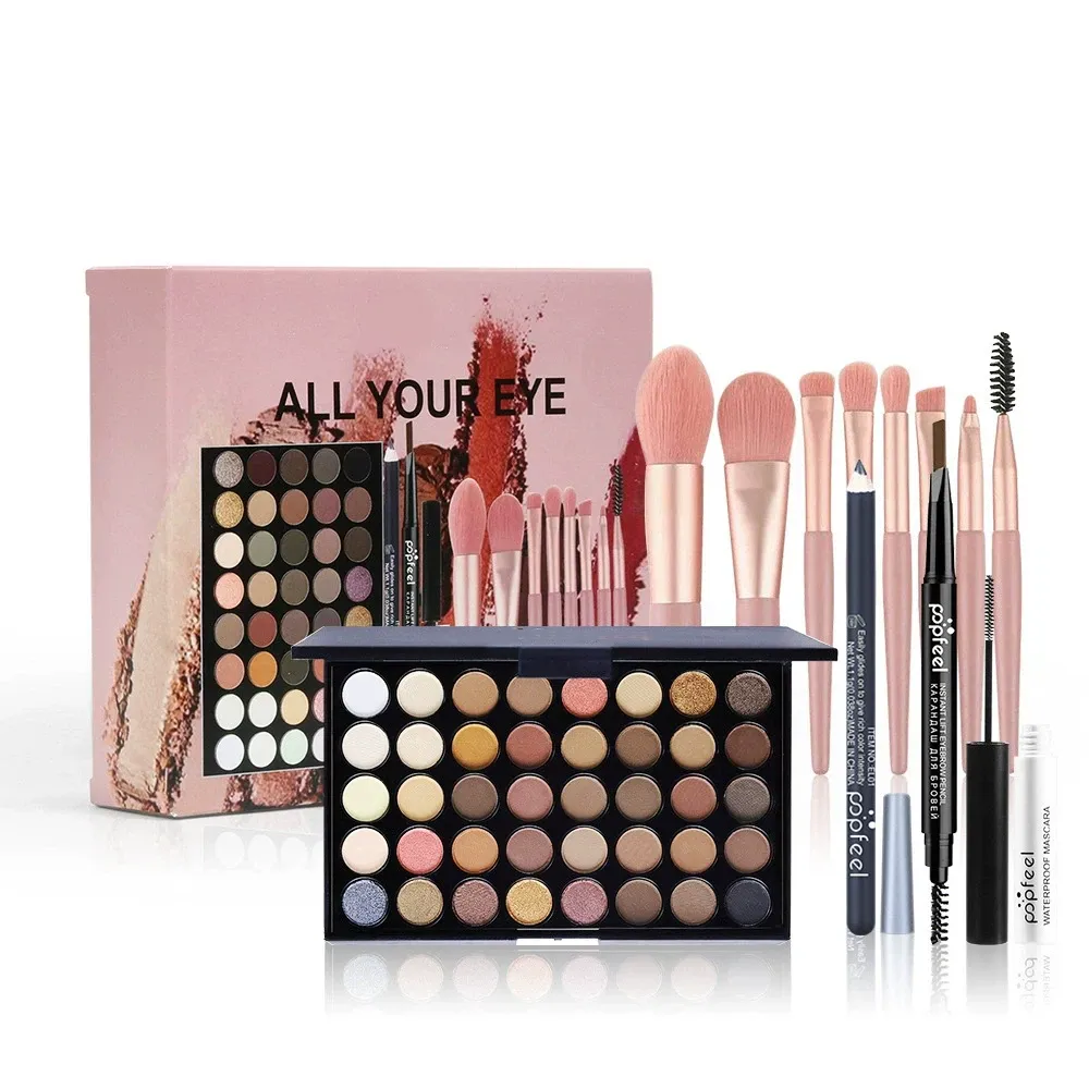 Glitter Matte Waterproof Palette Powder Cosmetics Kit Eyebrow Pencil Eyeliner Pen Mascara Makeup Brushs Eye Cosmetics
