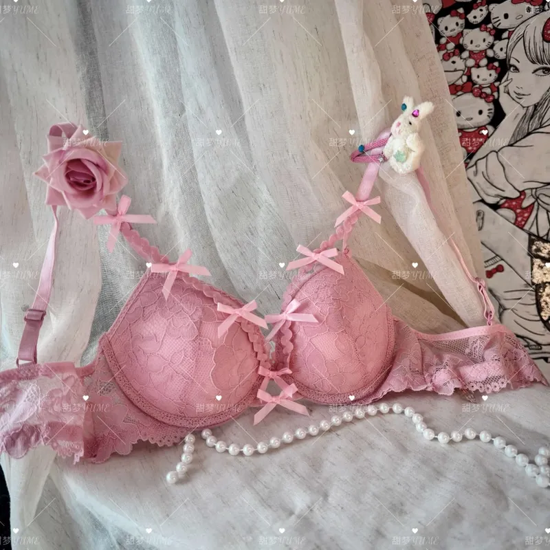Ladies Halter Neck Bra Set Purple Cross Strap Butterfly Detail Push Up Lingerie Suit 32-38AB Daily Fashion Inner Wear